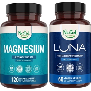 image:imageNested Naturals Luna MelatoninFree Sleep Aid amp Magnesium Glycinate Chelate for Improved Sleep Relaxation amp Recovery 180 Capsules