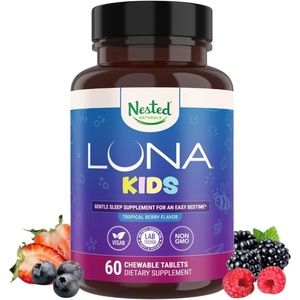 image:imageNested Naturals Luna MelatoninFree Sleep Supplement  NonHabit Forming Herbal Sleep Supplement Adult Bedtime Support Help Sleeping wChamomile Valerian LTheanine  60 Vegan CapsulesKids