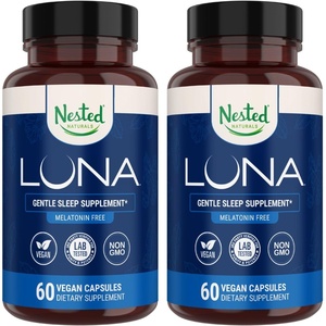 image:imageNested Naturals Luna MelatoninFree Sleep Supplement  NonHabit Forming Herbal Sleep Supplement Adult Bedtime Support Help Sleeping wChamomile Valerian LTheanine  60 Vegan CapsulesLuna Melatonin Free 2 Pack