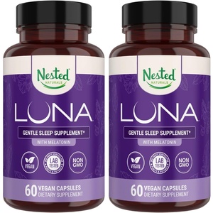 image:imageNested Naturals Luna MelatoninFree Sleep Supplement  NonHabit Forming Herbal Sleep Supplement Adult Bedtime Support Help Sleeping wChamomile Valerian LTheanine  60 Vegan CapsulesLuna 2 Pack