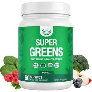 image:imageNested Naturals Super Greens Daily Superfood Powder  Certified USDA Organic Green Powder wWhole Foods Spirulina Powder Wheat amp Barley Grass  Probiotics Fiber amp Enzymes  Original 60 ServingsUnflavoured