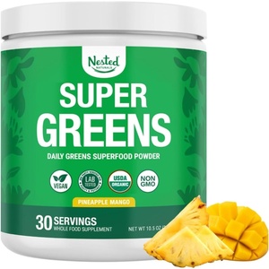 image:imageNested Naturals Super Greens Daily Superfood Powder  Certified USDA Organic Green Powder wWhole Foods Spirulina Powder Wheat amp Barley Grass  Probiotics Fiber amp Enzymes  Original 60 ServingsPineapple Mango