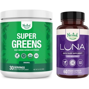 image:imageNested Naturals Super Greens Daily Superfood Powder 30 Servings Original amp Luna with Melatonin 60 Capsules