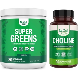 image:imageNested Naturals Super Greens Daily Superfood Powder Original 30 Servings amp Choline Bitartrate 90 Capsules