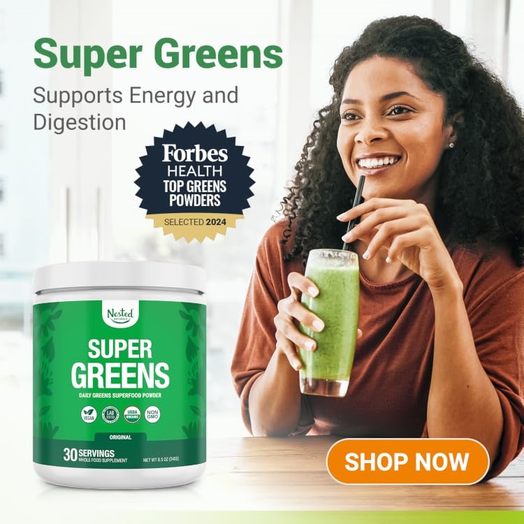 Nested Naturals｜Super Greens Daily Superfood Powder,Clean Plant‑Based Wellness Supplements